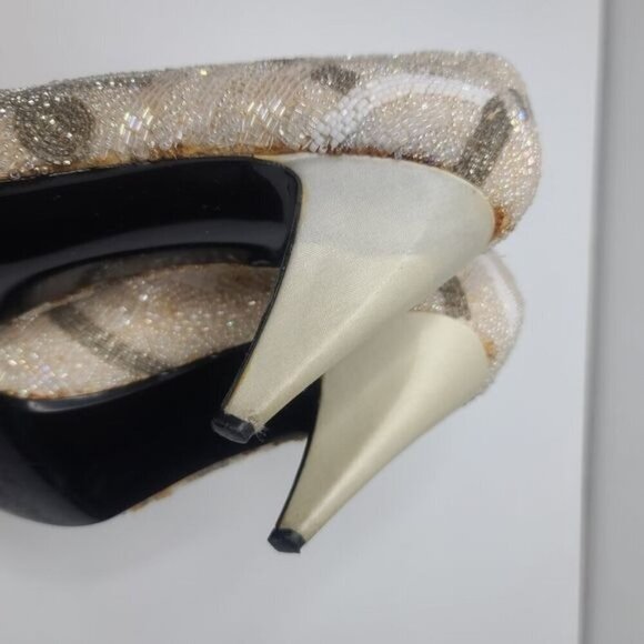 Vintage 1980s J. Renee Beaded Formal Wedding High Heels size 9 M - Picture 13 of 16